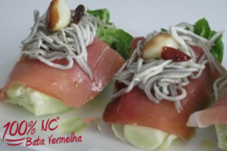 Salada de Alface com Presunto e Angulas 